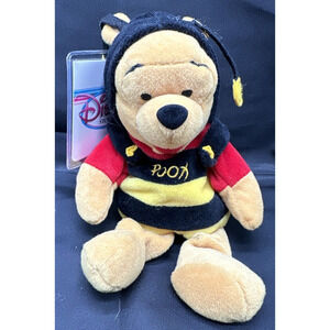 DISNEY Bumble Bee Pooh Plush Winnie Stuffed Bean Bag Toy With Tags Halloween